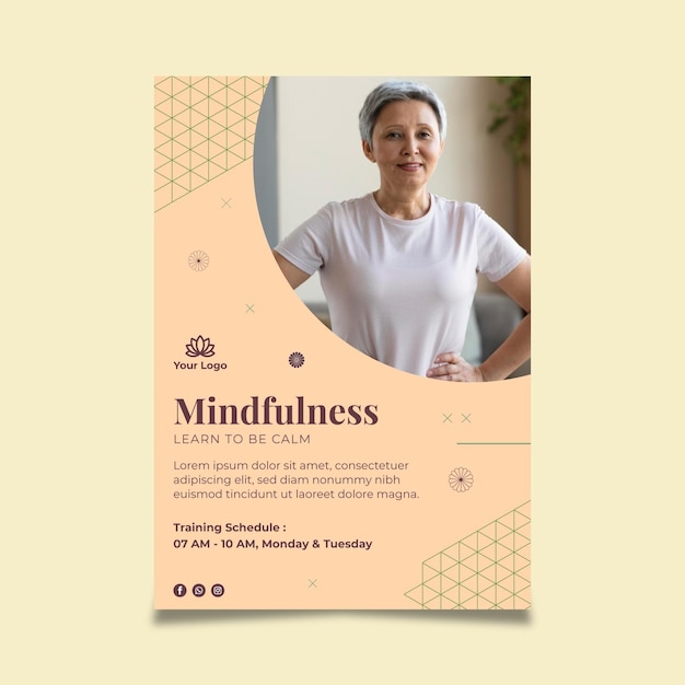 Free vector meditation and mindfulness poster