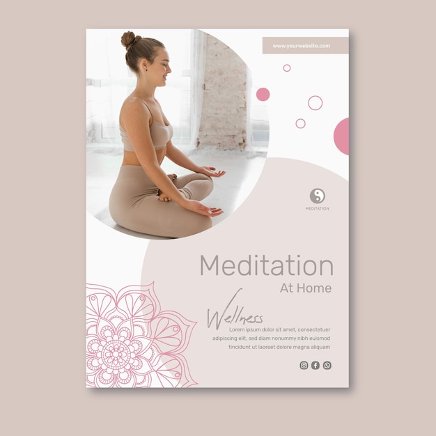 Vettore gratuito poster di meditazione e consapevolezza