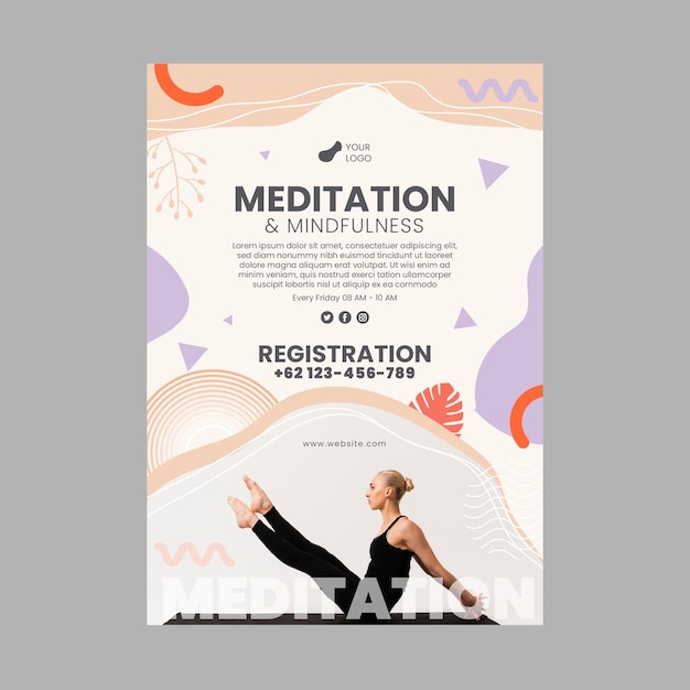 Free vector meditation and mindfulness poster