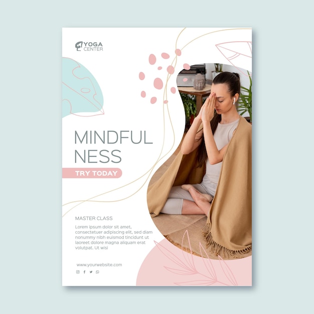 Free vector meditation and mindfulness vertical flyer