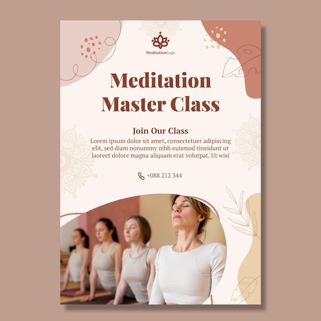 Free vector meditation and mindfulness vertical flyer