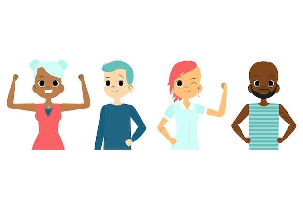 Free vector medium view of confident people collection