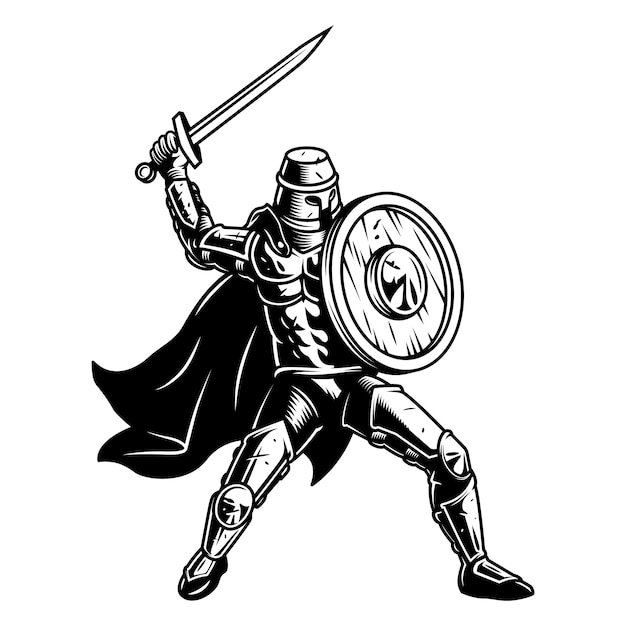 Free vector medival soldier with shield