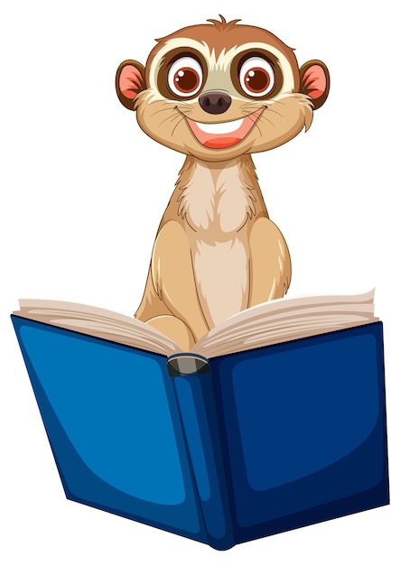 Free vector meerkat reading a book illustration