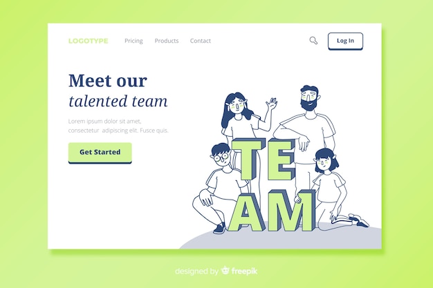 無料ベクター ランディングページのチームコンセプトを満たす