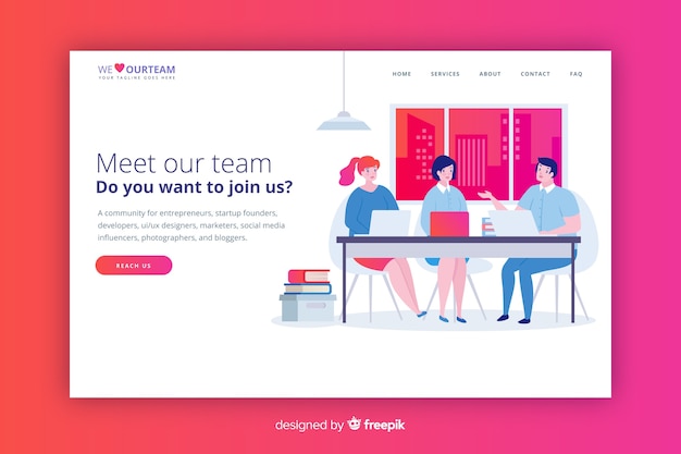 Meet our team concept for landing page