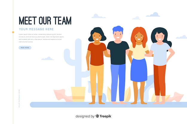 Free vector meet our team concept for landing page