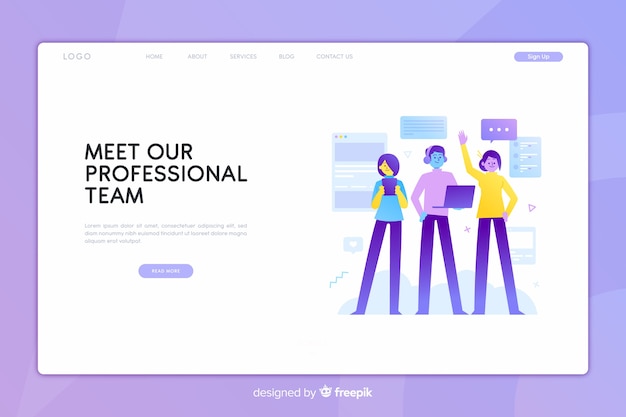 Free vector meet our team concept landing page