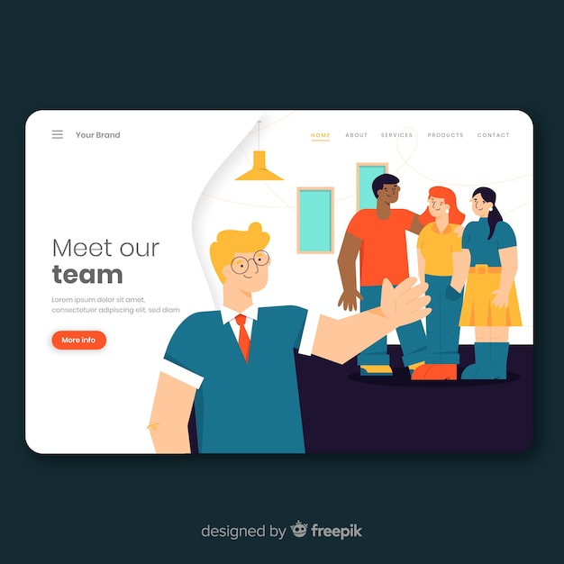 Free vector meet our team concept for landing page