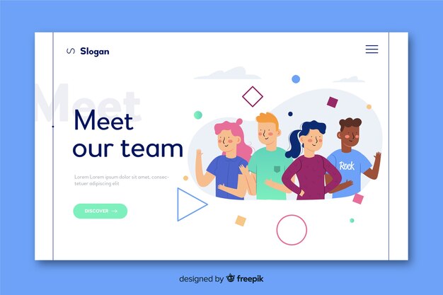 Meet our team concept for landing page