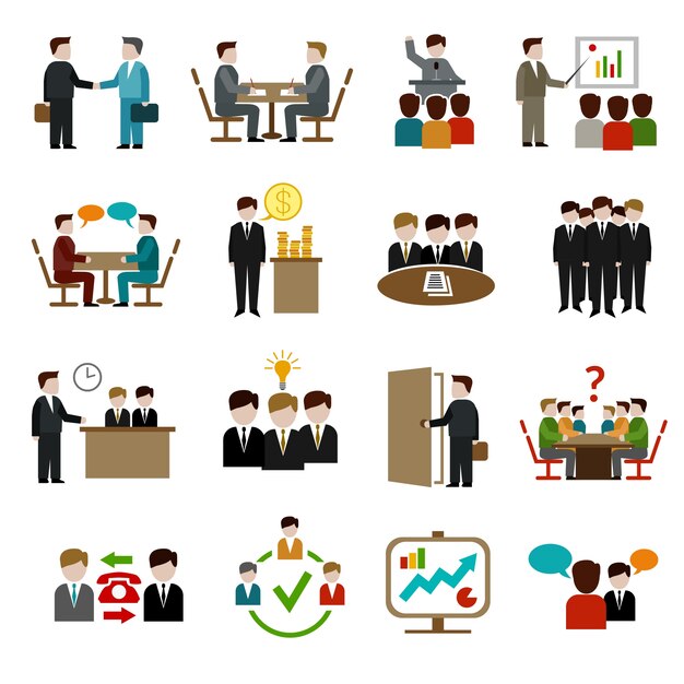 meeting icons set