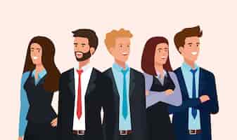Бесплатное векторное изображение Встреча деловых людей аватарного характера