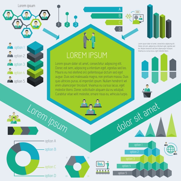 Meeting partnership corporate business infographic elements vector illustration