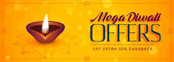 Free vector mega diwali offers sale festival banner