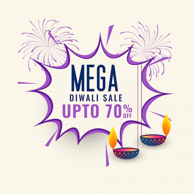 Free vector mega diwali sale banner template design