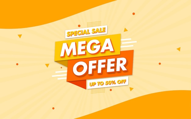 Mega offer special sale banner with editable text effect Premium Vector