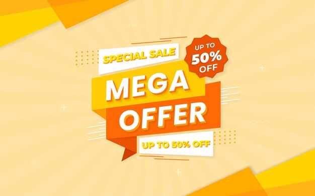 Mega offer special sale banner with editable text effect