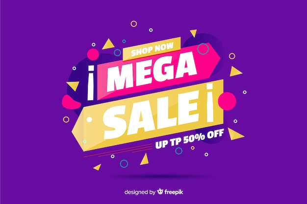 Mega sale background with memphis elements
