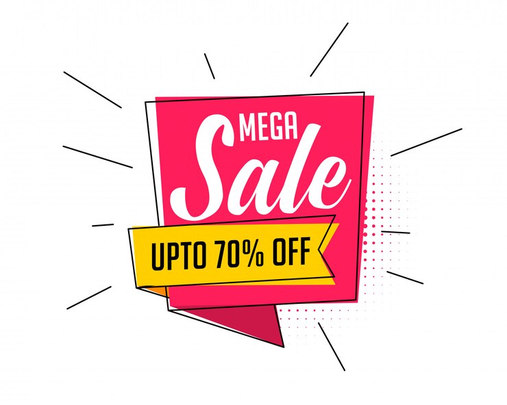 Free Vector mega sale banner in comic cartoon style