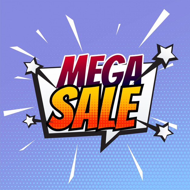 Mega sale banner in comic style