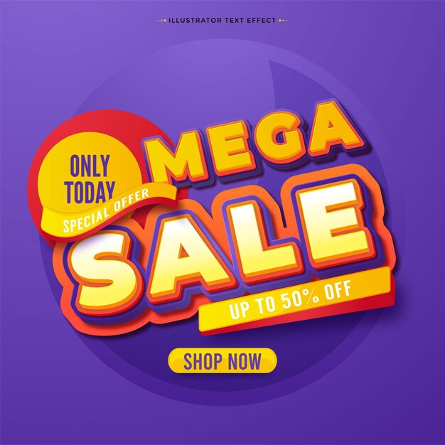 Mega sale banner template design with podium