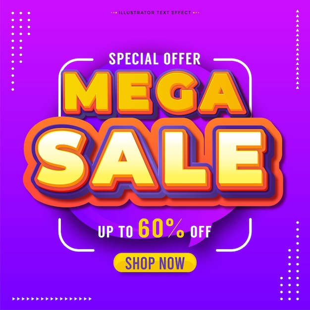 Mega sale banner template design with podium