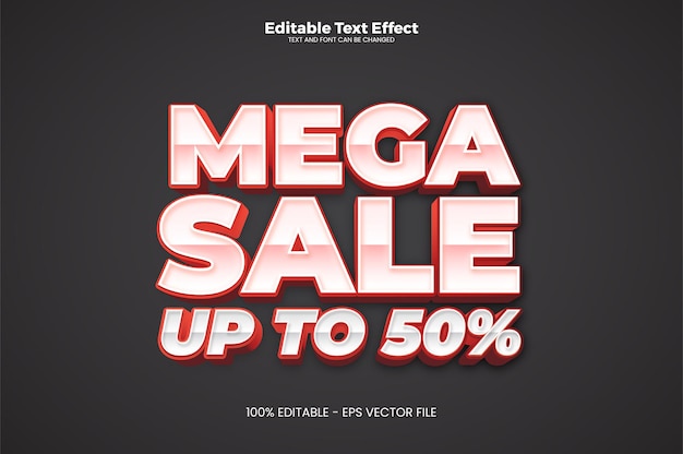 Mega sale editable text effect in modern trend style