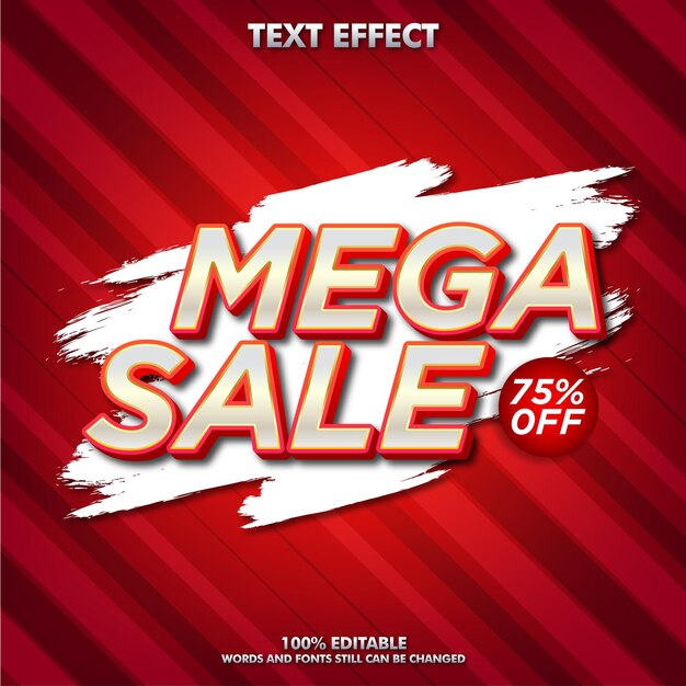 Бесплатное векторное изображение Редактируемый текстовый эффект мега распродажа