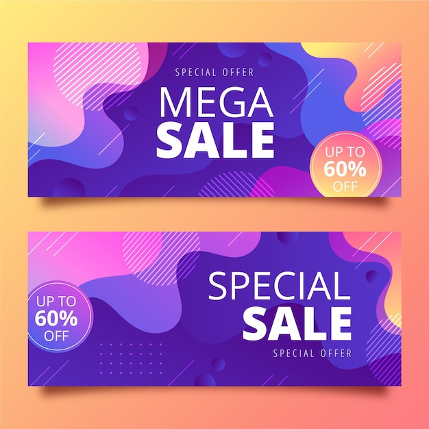 Free vector mega sale  gradient banners design