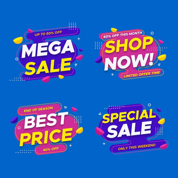 Mega sale labels design with discount