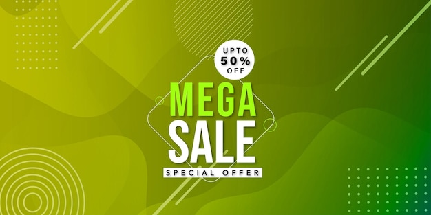 Mega sale olive green memphis background professional multipurpose design banner