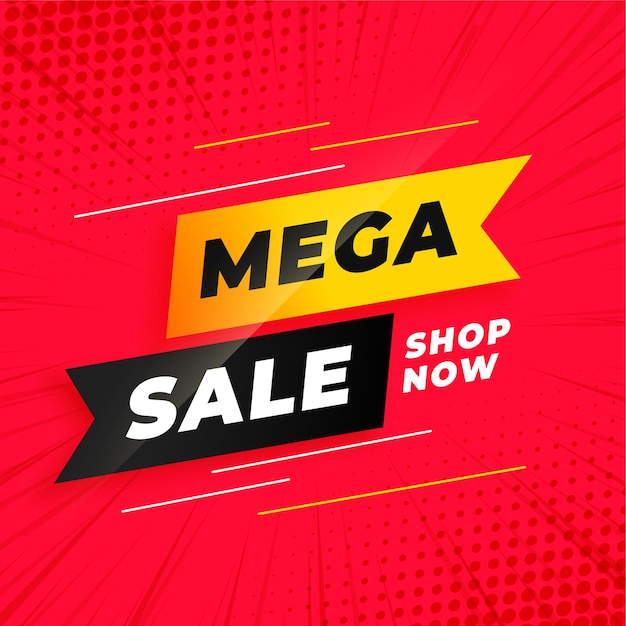 Free vector mega sale red  template in ribbon style