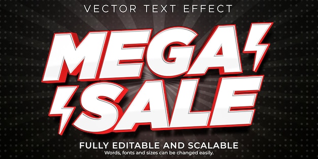 Mega sale text effect editable shopping and offer text style
