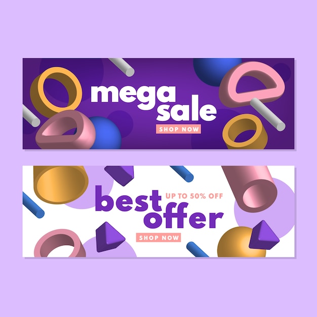 Free vector mega sale with discount banners