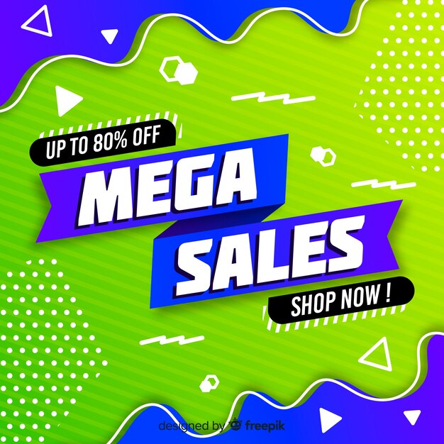 Mega sales background with abstract shapes