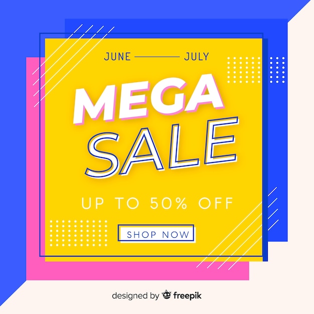 Free vector mega sales background with abstract shapes