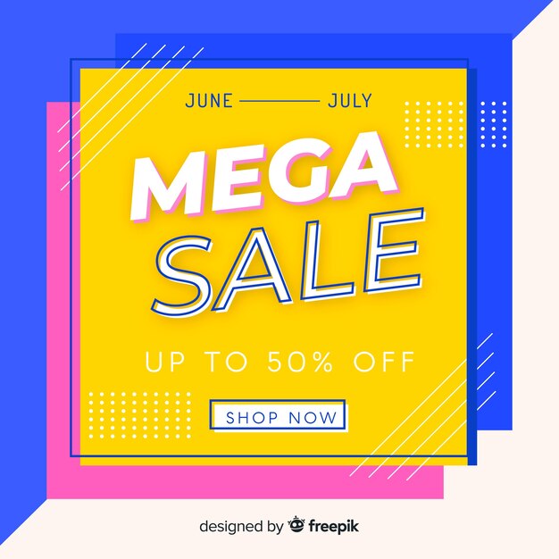 Mega sales background with abstract shapes