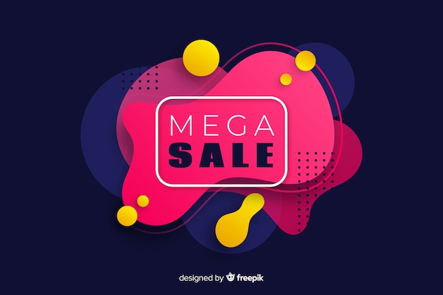 Free vector mega sales background with abstract shapes