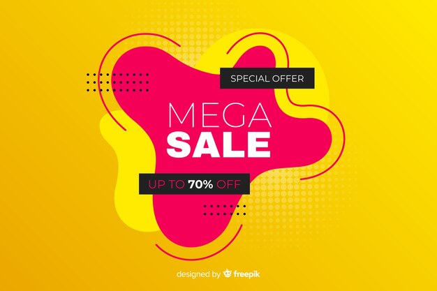 Mega sales background with abstract shapes