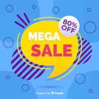 Free vector mega sales background with abstract shapes