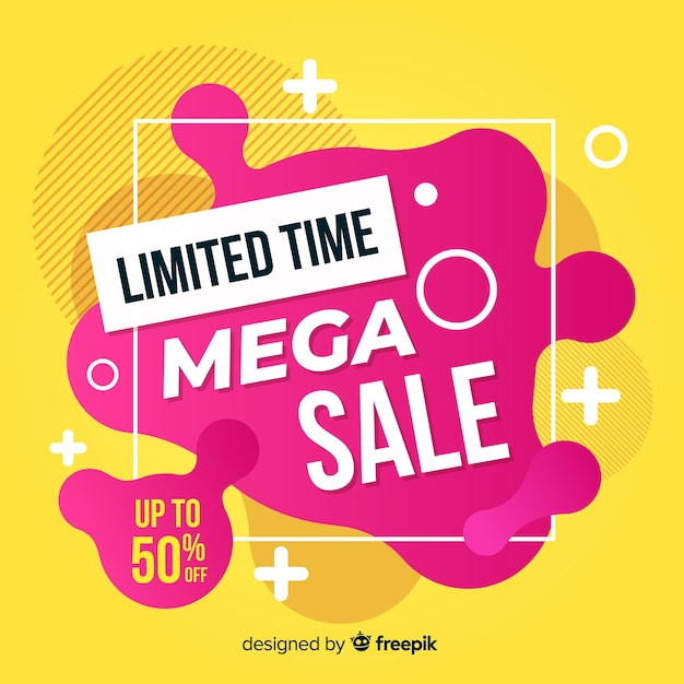 Free vector mega sales background with abstract shapes