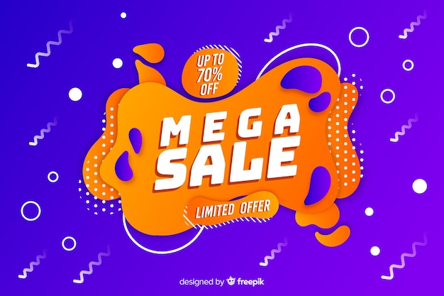 Mega sales background with abstract shapes