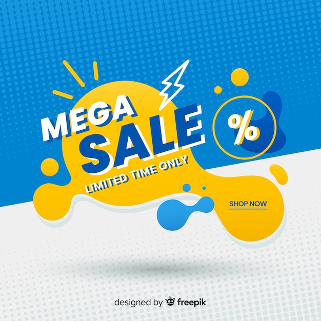 Mega sales background with abstract shapes