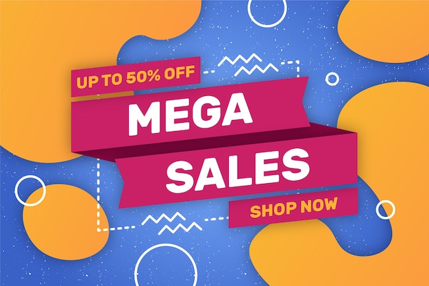 Free vector mega sales shop now background