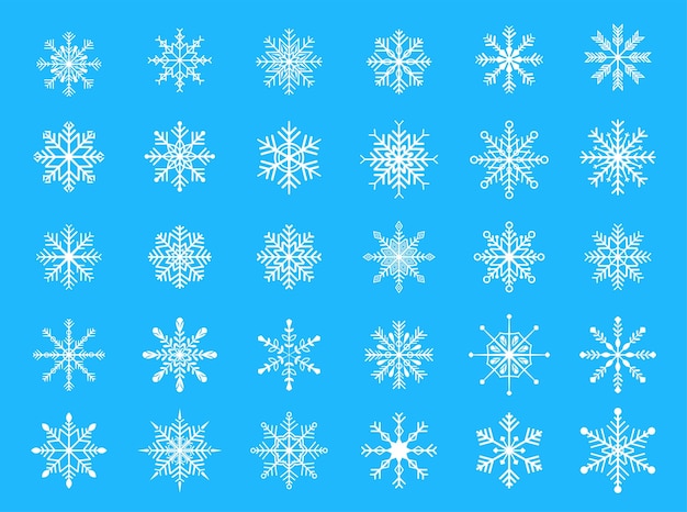 Vettore gratuito mega set di elementi decorativi fiocco di neve di design natalizio