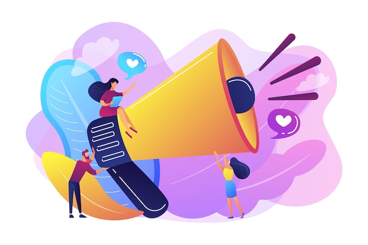 Free Vector megaphone  promotion and marketing, promotion strategy, promotional products concept