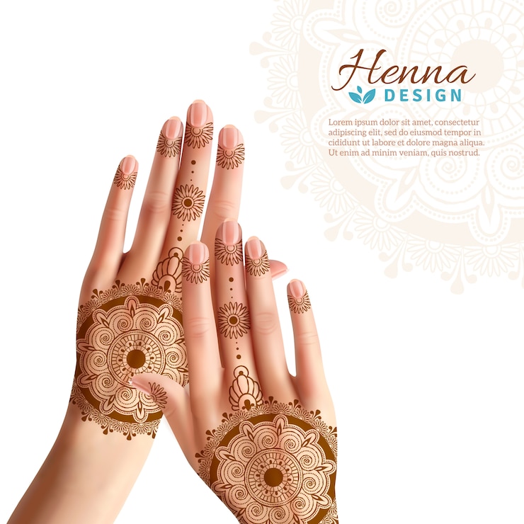 Free Vector mehndi henna woman hads realistic design 