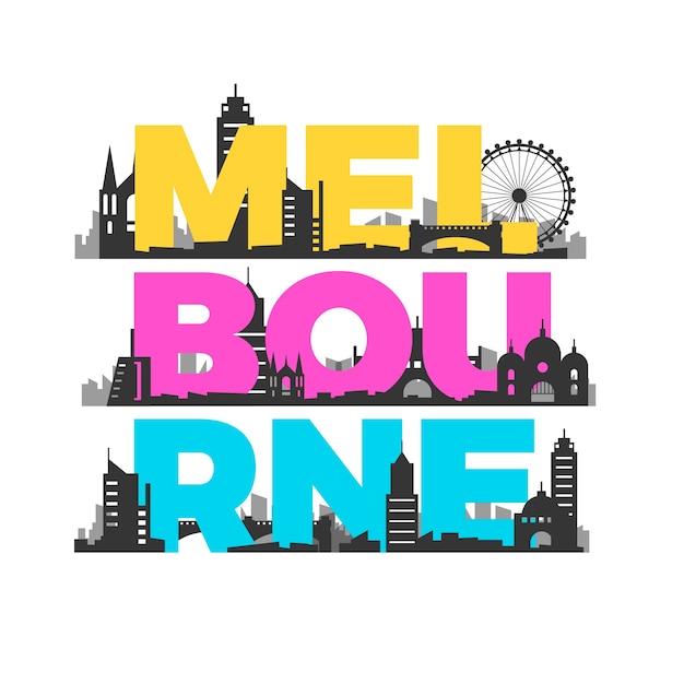 Бесплатное векторное изображение Город мельбурн надпись