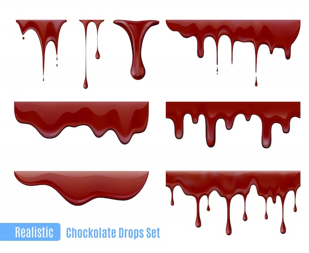 녹는 떨어지는 초콜릿 방울 현실적인 세트