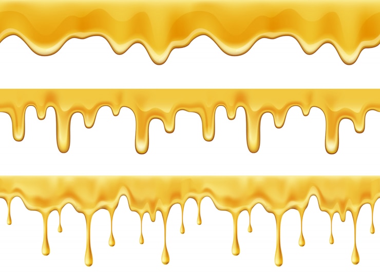 Melting dripping honey drops realistic